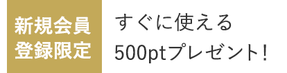 新規会員登録限定　すぐに使える500ポイントプレゼント