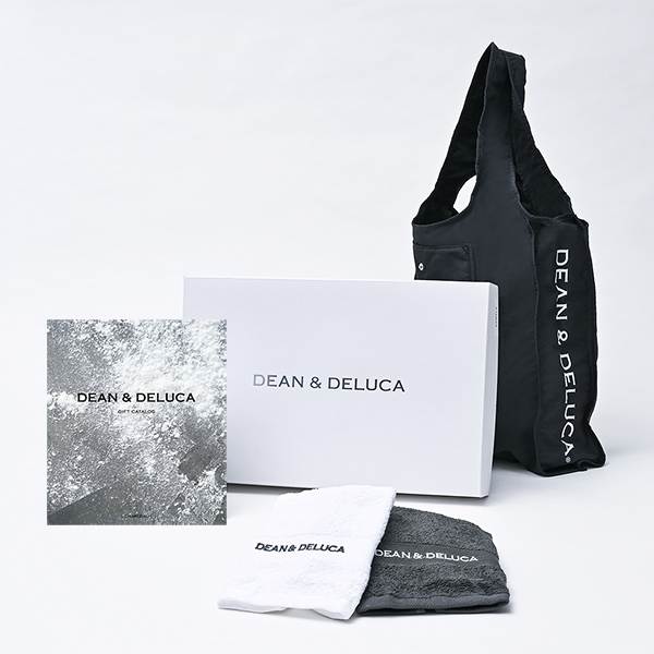 DEAN＆DELUCA ギフトカタログ(ブックタイプ) ＜CHARCOAL-BC(チャコール-BC)＞+ハンドタオル・ショッピングバッグ（ブラック）セット