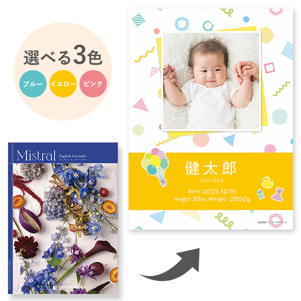 【写真入り】選べるギフト Mistral(ミストラル) ＜English Lavender(イングリッシュラベンダー)＞ ブックカバータイプ（積み木）